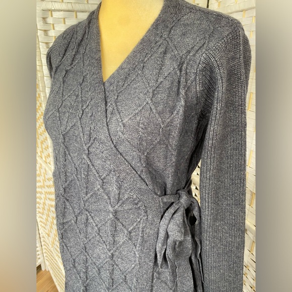 NWT Hem & Thread MIDI Wrap Sweater Dress V Neck Cable knit design True Wrap - Picture 12 of 17